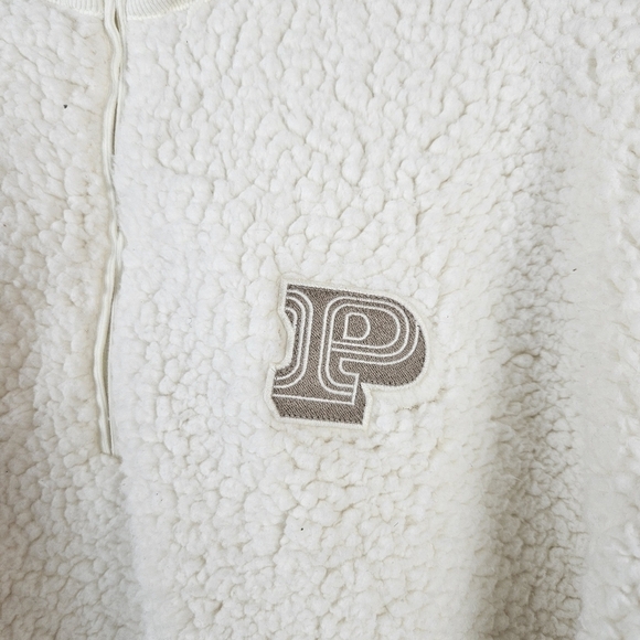 Victoria's Secret PINK Cozy Fleece Half-Zip Pullover Size Small Cream - Picture 5 of 8